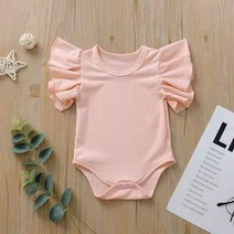 신생아옷 아기옷 신생아 여아 플레어 슬리브 단색 블랙 화이트 그레이 캐주얼 롬퍼 점프수트 아기 옷 여름 정장 0-24M