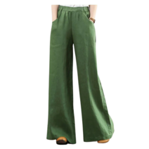 린넨 빅사이즈 와이드 팬츠 여 스트링 허리 밴딩 면마 뉴타임즈 I348V888