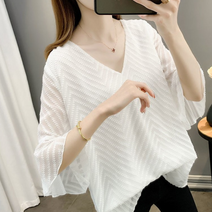 패션디바 여성용 루즈핏 브이넥 반팔 블라우스