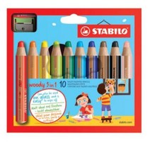 스타빌로 색연필 우디 10C 2 샤프너, 10색, 10개