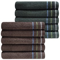 가정용 업소용 얇은 국산 수건, 밤색5장+카키색5장, 1개