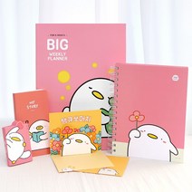오구패밀리 새학기준비땅 플래너 문구세트, 핑크