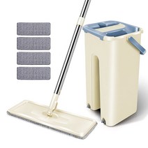 소형 전동 호이스트 Rodan필터 Magic Mop For Cleaning Hands 무료 스퀴즈 4 천을 바닥 버킷 플랫 걸레 드, 02 Rice White