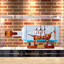 레고 쇼케이스 병 21313 호환 속의 배 아크릴 케이스 수납 방진 수납함 진열장 장식장, 프리미엄 베이스 + 페인팅 배경, 35x14x16cm