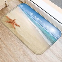 야자 매트 발 바다 Doormat 오션 비치 불가사리 패턴 안티슬립 카펫 도어 야외 Kithchen 거실 바닥 러그, 400mmX600mm, 12