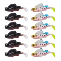 [QISHENG] 배스 루어 슬리퍼 바닥공략 스웜베이트 쉐드웜 소프트베이트 12개입 세트, TTY혼합 색상6#-2, 55mm/9g