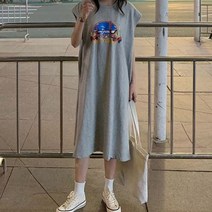 순이들 여성 민소매 프린팅 롱원피스