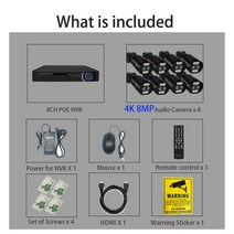 CCTV 보안 카메라 4K 8MP 휴머노이드 감지 컬러 비디오 POE 감시 세트 8CH Nvr 키트 Cctv 녹화 야외 Ip, 04 8CH 8pcs4K Camera_01 없음