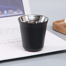 에스프레소샷잔 스테인레스 이중 벽 네스프레소 커피 컵 단열 귀여운 머그잔 런고 픽시 캡슐, 01 Black_01 80ml
