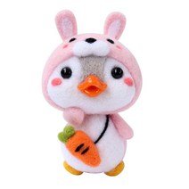 사랑스러운 Felting Felted 동물 Felting 스타터 키트 초보자 기본 도구가있는 미술 프로젝트 6x4.5cm, 양모, 토끼