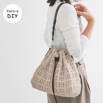 [DIY패키지] 올리오 썸머 조리백(+인쇄도안) 뜨개질 가방뜨개질 코바늘 코바늘가방, 737 인디고블루, 조임끈 블랙