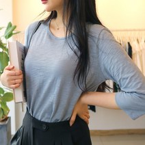 메리앤유 소프트한 슬라브면 7부소매 라운드 티셔츠 반팔
