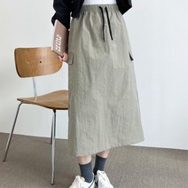 봄 가을 바스락소재 여자 카고포켓 밴딩 롱스커트 3색