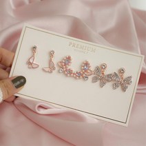 로즈골드 짧은귀걸이 3set 나비귀찌 랜덤박스