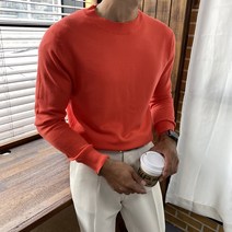 몽키 캐시미어 소프트 무지라운드 긴팔니트