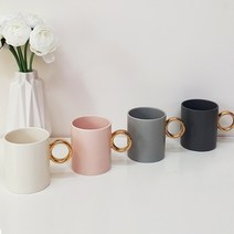 골드링 카페머그컵 골드라인컵 집들이선물, 핑크