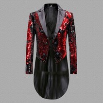 연미복 정장 수트 양복 남성 레드 블랙 스팽글 재킷 드레스 코트 더블 브레스트 디너 파티 무대 턱시도 블레이저 의상 4XL