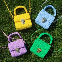코바늘 가방 뜨기 망스티치 뜨개질 DIY 팝캔디 미니백, 옐로우