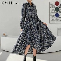 귈림 데일리 체크 절개라인 롱 원피스 GAFOP054P