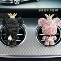 블링디어 큐빅세트(1+1) 베어브릭 고급 차량용 방향제, 큐빅세트(실버+블랙), 미드썸머나잇, 리필킷2팩(향6개)