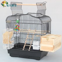 앵무새장 스탠드가있는 유럽식 오픈 탑 대형 케이지 대형 mynah 호랑이 피부 모란 Xuanfeng 럭셔리 빌라 번식 새장, 블랙 스탠다드