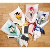 [화이트] 졸업시즌 학사모 퐁퐁국화 비누꽃 꽃다발 유치원 졸업식 입학식 발표회 꽃선물 꽃다발, 그린