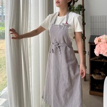 꼬메프리마 린넨 어린이집 원피스 앞치마 카페 바리스타 빅사이즈 주방 앞치마, 그레이
