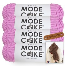 [니뜨] 모드케이크(100g) 뜨개실x4볼+뉴로이드롱머플러도안+라운드엣지라벨 1개, 27_핑크바이올렛
