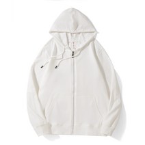 남자오버핏후드집업 봄가을 단색캐주얼 라운드넥 지퍼 후드 긴팔소매 칼라없음 남녀 가디건 루즈핏 형위 맞춤복 logo