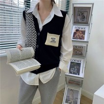 kekamall 투피스 아우터 탑코트 패치 브이넥 니트 카디건 베스트 나시 코트 긴팔 셔츠