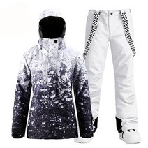 브랜드 여성용 스노우 슈트 야외 스포츠 의상 방수 방풍 세트 스키 재킷 및 스트랩 팬츠 소녀용, 01 picture jacket pant_04 L