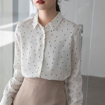 넷투넷코리아 여성 카라넥 도트패턴 셔츠 캐주얼 블라우스 심플
