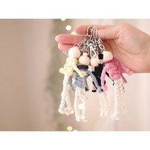 DIY 키트 초간단 마크라메 인형 키링 만들기 동영상으로 쉽게 초보자용 집콕 취미, 노랑