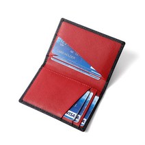 럭셔리 RFID Bifold 작은 카드 지갑 남성 대비 색 슬림 크로스 패턴 정품 가죽 신용 홀더