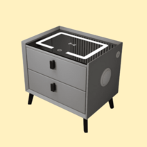 스마트협탁 원룸 인테리어 대학생 자취방꾸미기 모듈 유리 침대 협탁 아이방 가구배치, 1.그레이(무선충전+LED+USB), 다리조립