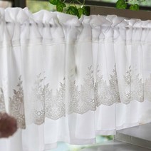 32평 33평 40평 24평 거실 커튼 나비주름 쉬폰커튼 목가적 인 짧은 커튼 화이트 주방 커튼 emboridery 식물 럭셔리 창 valance 장식 하프 커튼 간단한