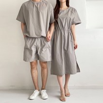 커플시밀러 스트링 아노락 루즈핏 롱 원피스