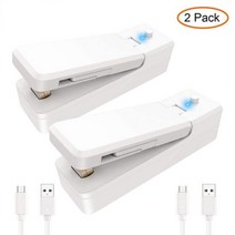 충전식 휴대용 미니 진공 열 실러 및 플라스틱 간식 커터 PVC 가방, 04흰색 2 팩