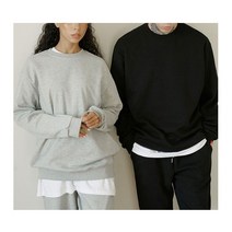 세미 오버핏 무지 맨투맨 티셔츠 남녀공용 빅사이즈