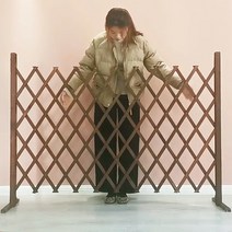 GLICOS 정원 방부목 울타리 자바라 접이식 야외 주택 마당 화단 펜스 갈색 흰색, A-3 (200x90)