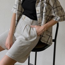 나인 (PT-4889)린넨 벨트 백 밴딩 팬츠S