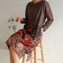 스웨이드 꽃 프린트 원피스