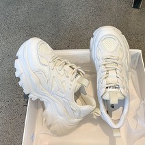 DBG 여성용 흰색 레이스업 스니커즈 통굽 운동화 7cm