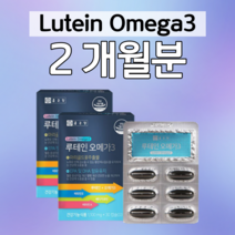 오메가3 루테인 하루 1캡슐 오메가쓰리 누테인 베타카로틴 혈액순환 혈행건강 40대 직장인 회사원 엄마 아빠 부모님 눈침침 눈촉촉 팔저림 야식 폭식 편식 야근 회식 건강 케어 관리, 2 개월분, 1100mg x 60캡슐 (하루 1캡슐)