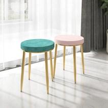 옷가게 라운드 스툴의자 메이크업 화장대 금색다리 식탁 테이블 카페 둥근 쿠션의자, 다크 카키