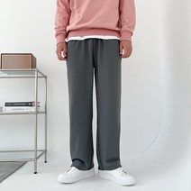 남자 하이스판 사계절 일자 와이드 밴딩 슬랙스 팬츠