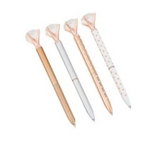 220VSHOP 럭셔리 다이아 보석볼펜 도트 2p + 기본 2p, 랜덤발송, 1세트