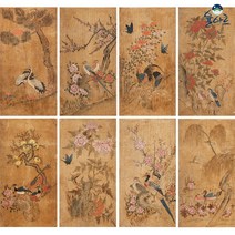 화조도 8폭 병풍 3 민화그리기 민화본 꽃그림, 화조도 8폭병풍(1), 고급 닥순지, 원본 사이즈(추천)