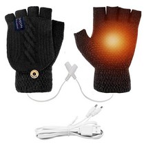 남녀공용 USB 가열 열 전기 반 따뜻한 니트 손 사이클링 스키 겨울, 1.Black