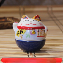 cisanny 고양이 테이블 상판 장식품 오뚝이 부잣집 고양이 도자기, A, 6*6*7.5cm
